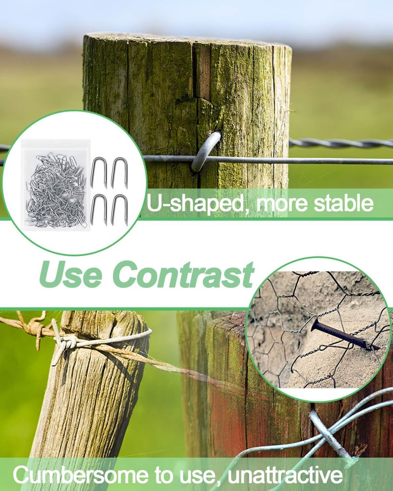 vensovo 200pcs Wire Fence Staple - Steel U-Shaped Nail for Wire Mesh, Galvanized Fasteners Nails for Fixing Wooden Fence Chicken Wire Staple - Image 5